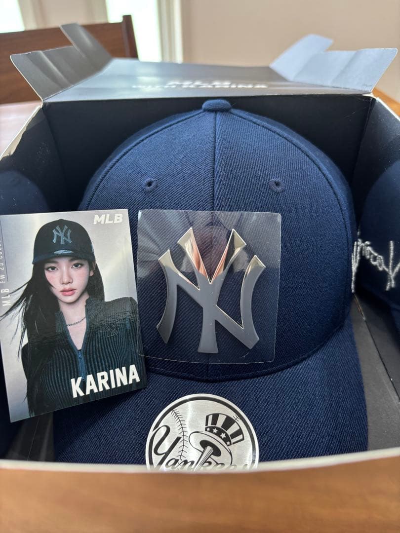 MLB カリナエディションキャップ aespa Karina コラボ帽子ネイビー