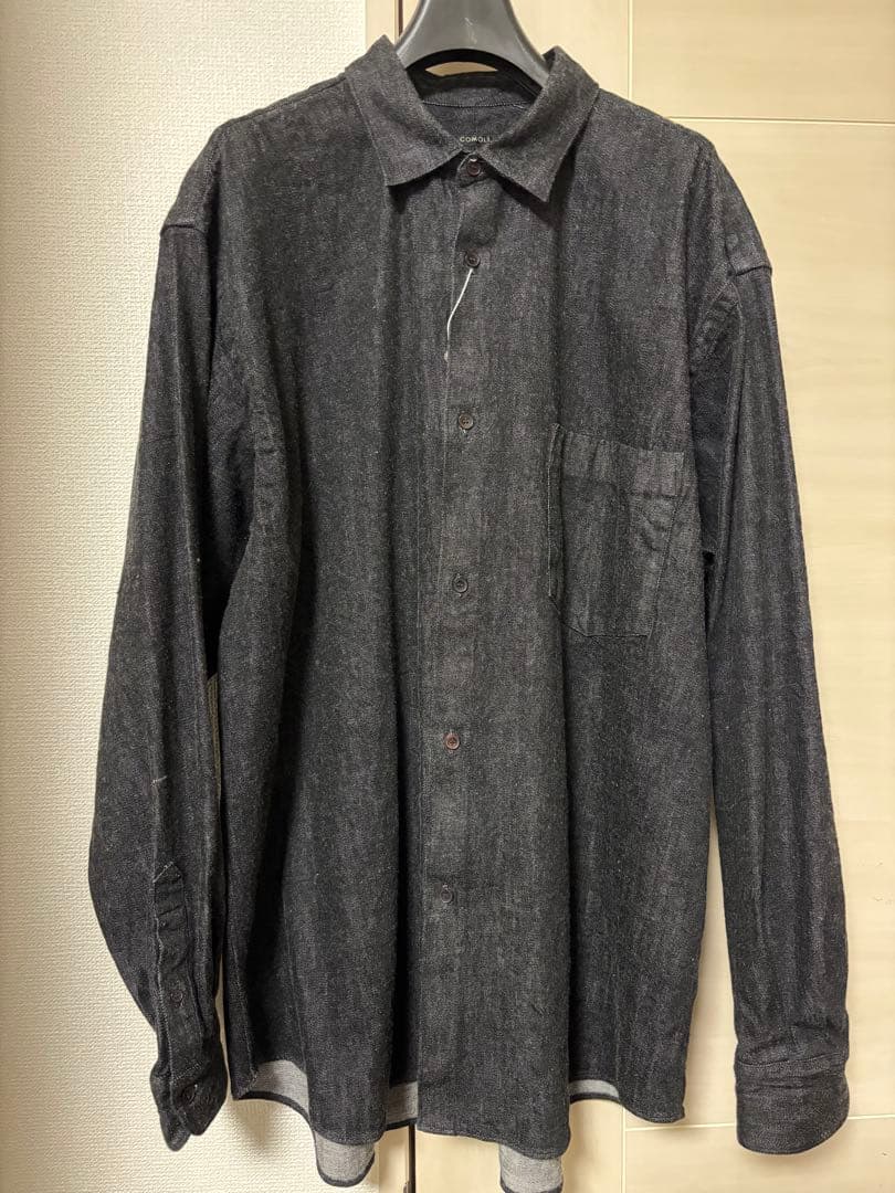 マチ　COMOLI デニムコモリシャツ Black/Ecru size3