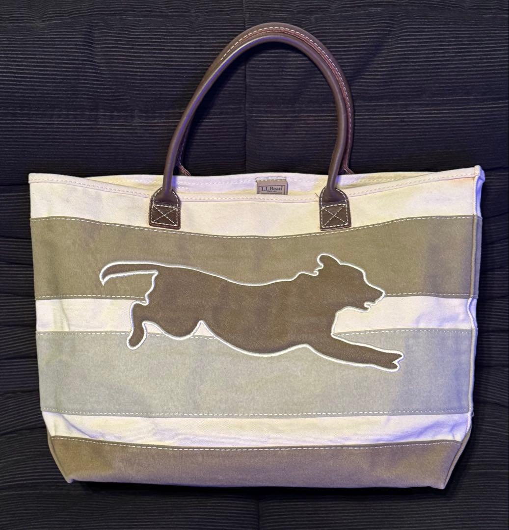 90s エルエルビーン レザーハンドル キャンパス トートバッグ　XL