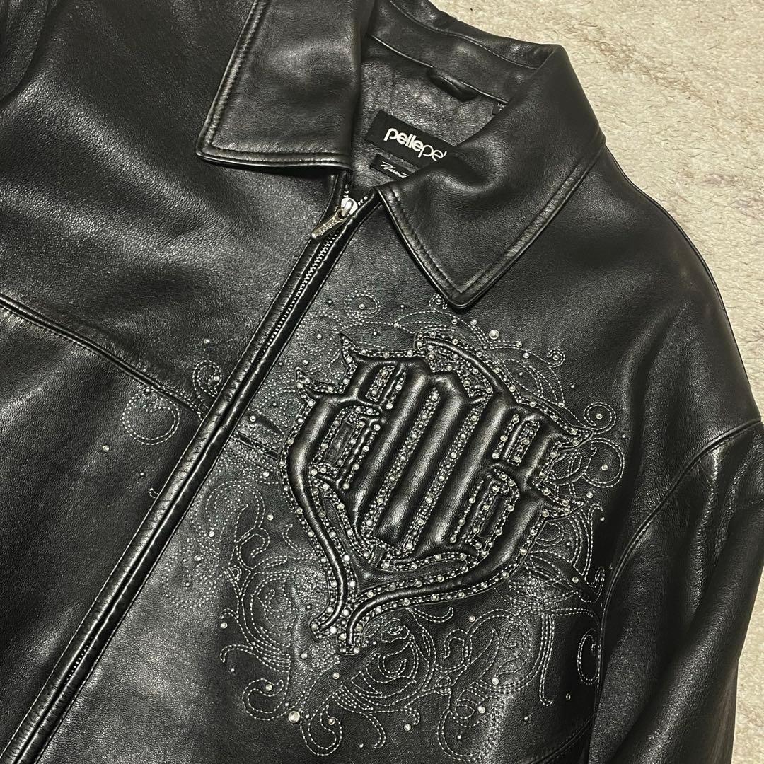 pelle pelle レザージャケット ブラック 44 スタッズ 本革 - メルカリ