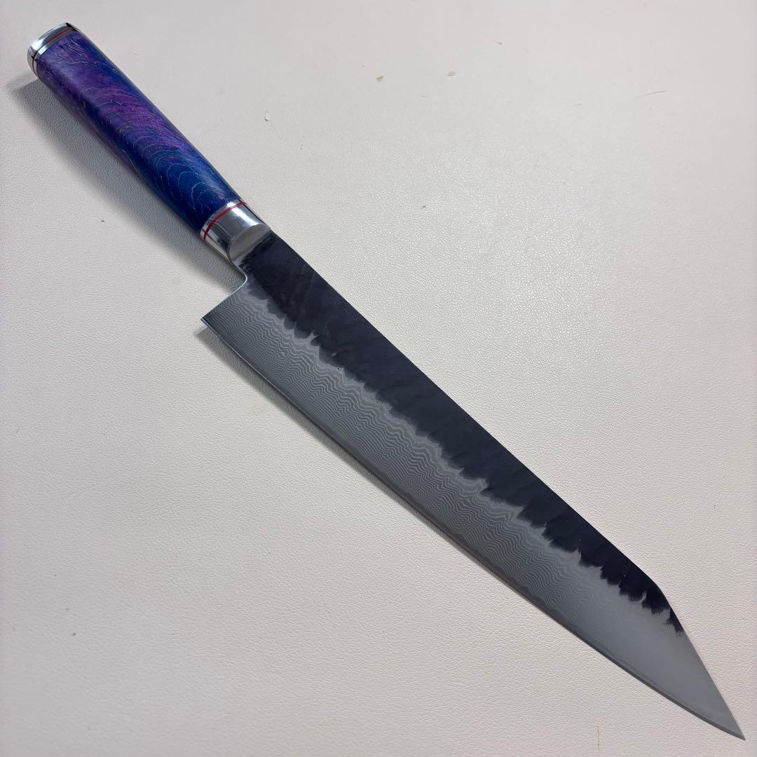 240mm黒打ちダマスカス　(切付型)牛刀シェフナイフ 牛刀【新品】。