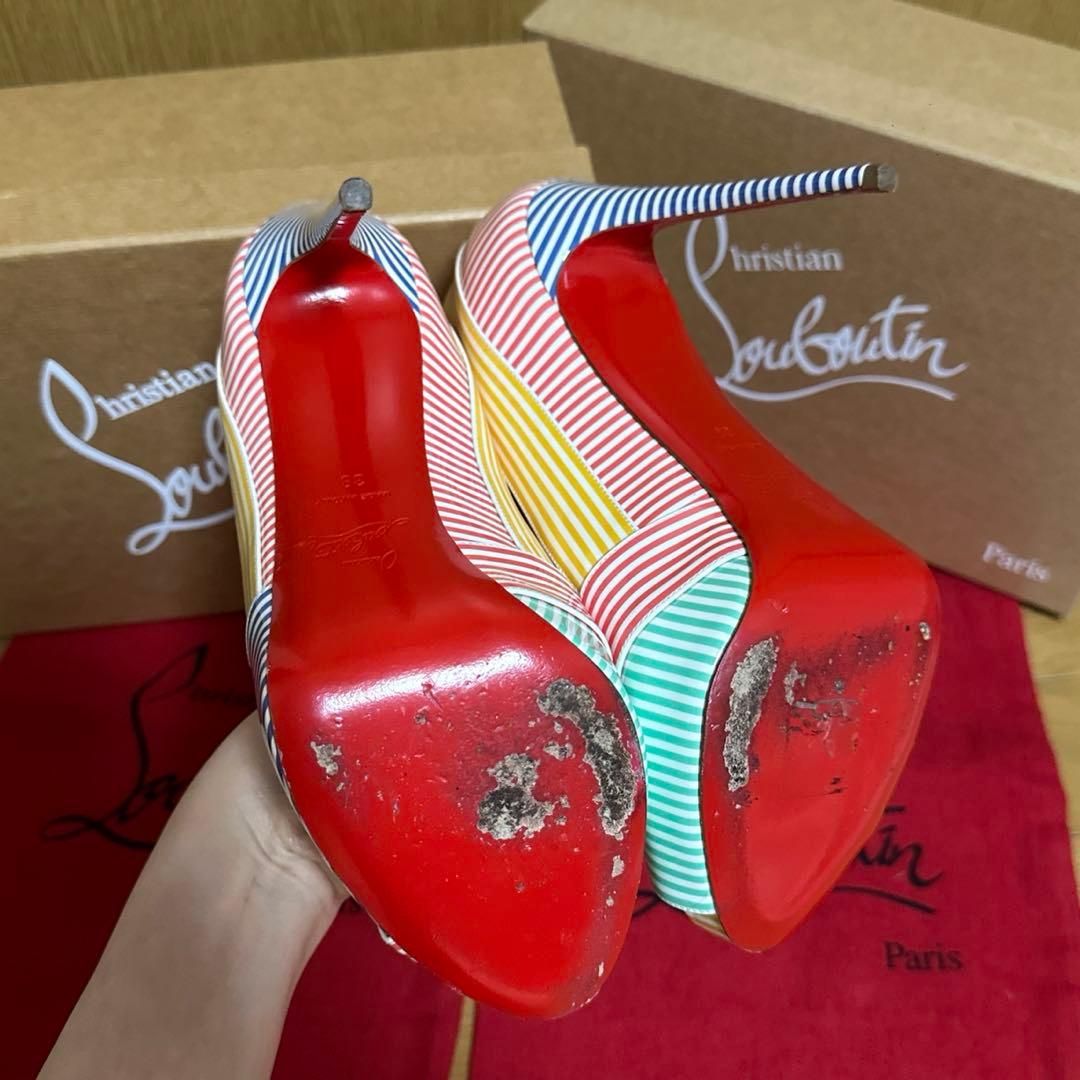 ルブタン カラフル ストライプ ヒール ルブタン ヒール