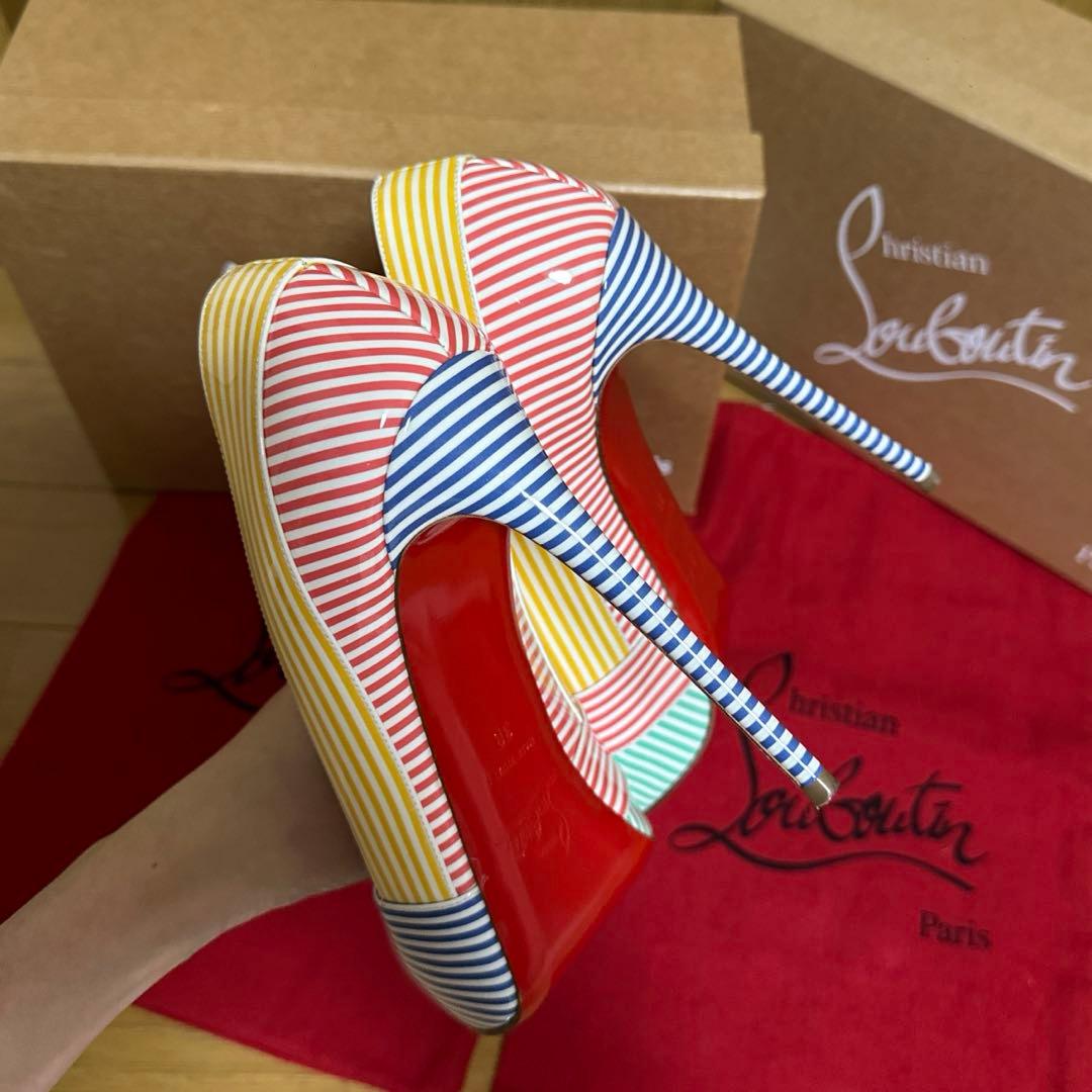 ルブタン カラフル ストライプ ヒール ルブタン ヒール