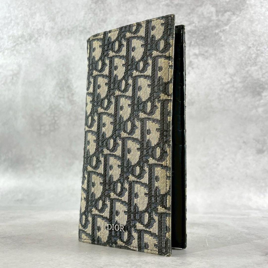 【美品】Dior バーティカルロングウォレット 長財布 ジャカード