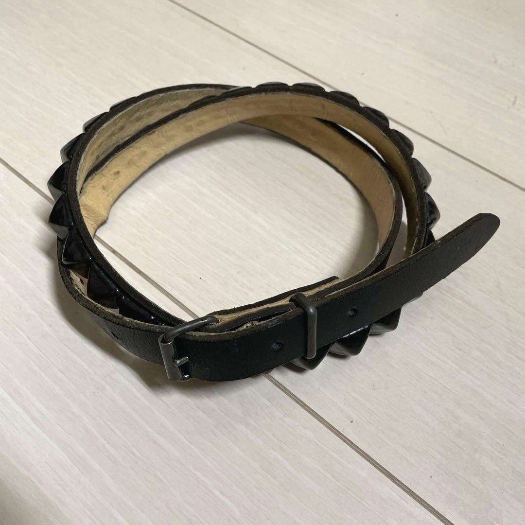 WENDY'S スタッズブラックレザーベルト