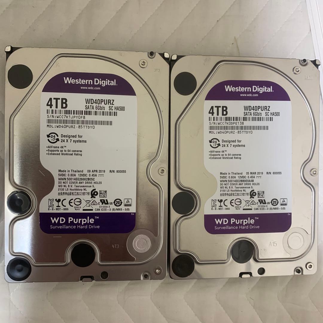 WD Purple 4TB HDD 2台セット 正常品 動作確認済