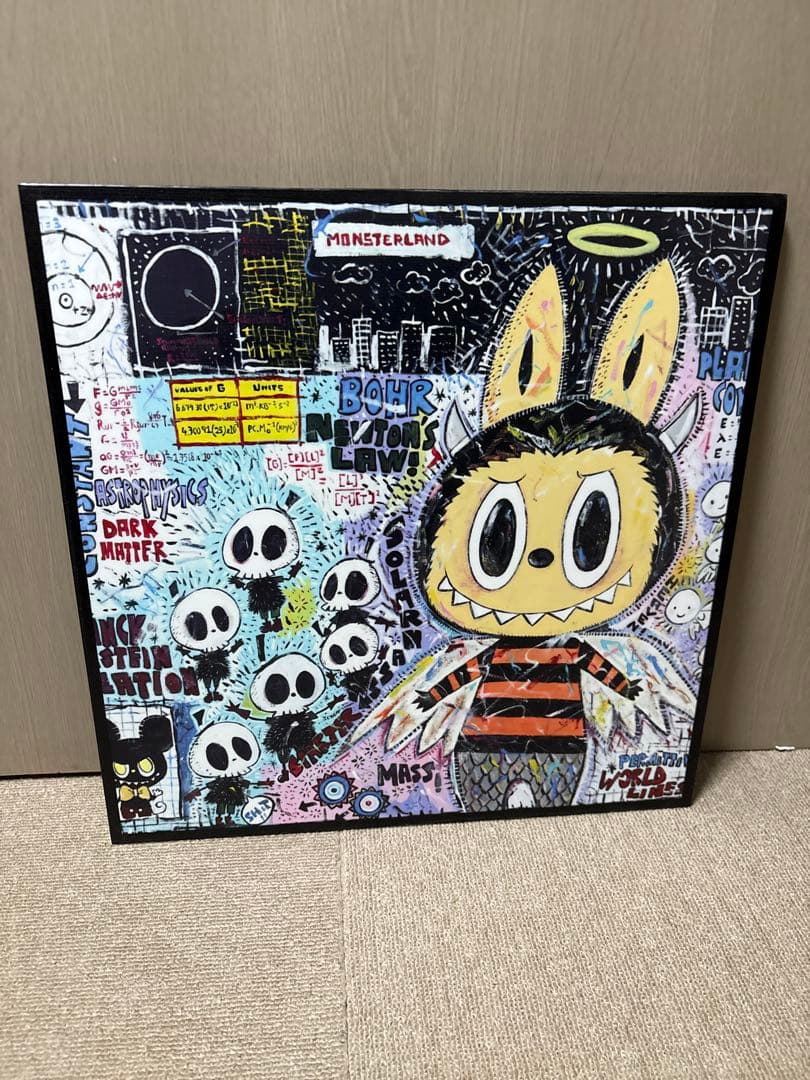 ②ラブブ　アート　ポップアート キャラクター印刷キャンバス　絵画　ブルー