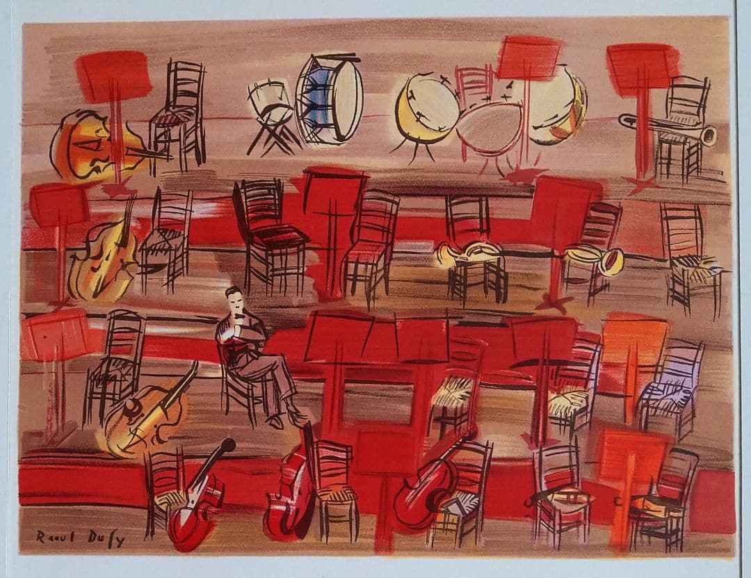 Fラウル・デュフィのリトグラフ　「L 'Entracte」 楽譜付き