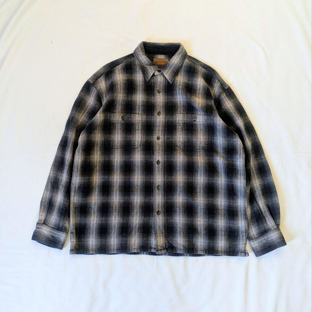 90s オンブレ　St.Johns Bay　ヘビネル　ネルシャツ　好配色　L　黒