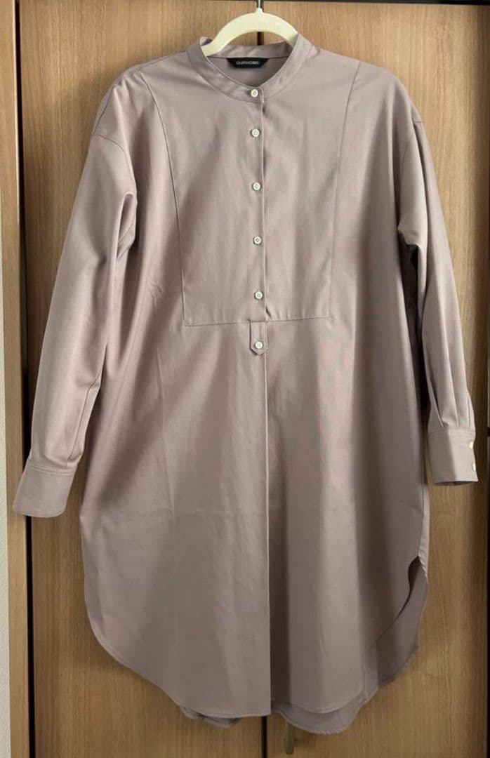ourhome シワになりにくい胸元切り替えロングシャツ - メルカリ
