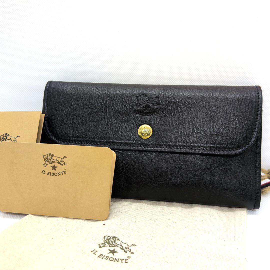 【未使用 現行】イルビゾンテ　ロングウォレット　フラップ　シボ革　大容量　蛇腹