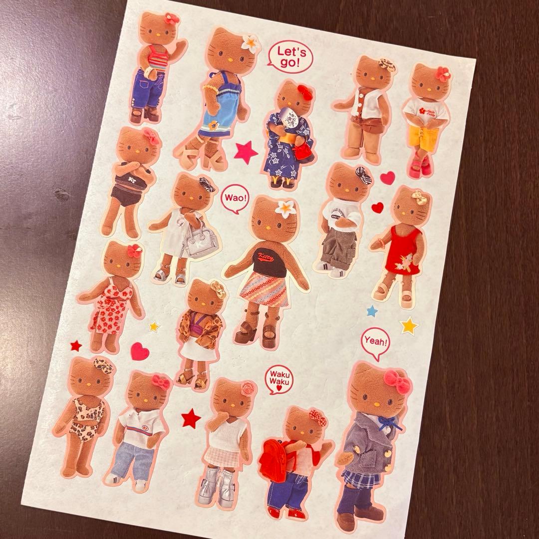 2001年 いちご新聞 日焼けキティ 足長キティ 脚長キティ ステッカー