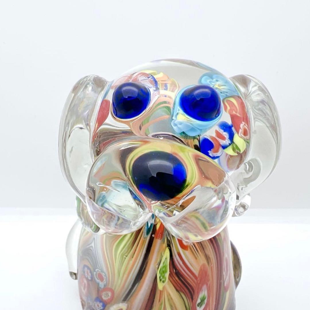 希少】ヴェネチアンガラス ミルフィオリ 犬 置物 ムラーノガラス オブジェ