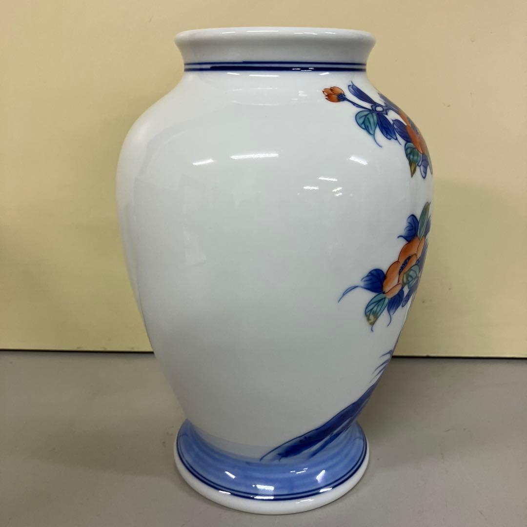 D-5 昭和レトロ 有田焼 伊万里 鍋島焼 手がき 虎仙窯 花瓶 花入れ 花