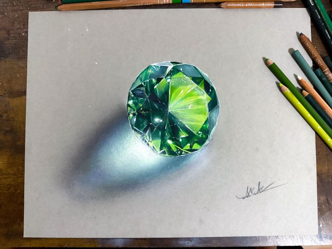 色鉛筆画 エメラルド(原画)
