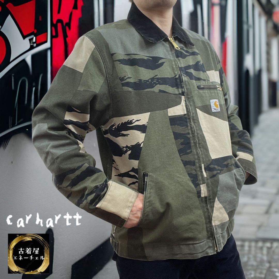希少carhartt WIP デトロイトジャケット ダック地襟コーデュロイ迷彩