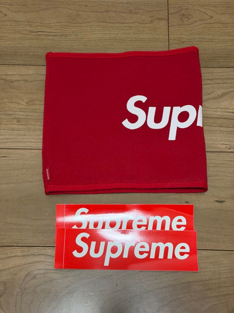 Supreme ネックウォーマー レッド ステッカー2枚付き
