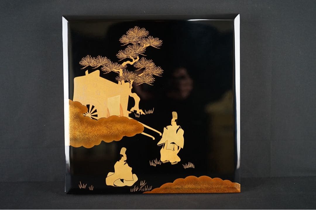 能登輪島塗 新屋謹製 大見謝 恒雄 作 土佐絵風描画 蒔絵写真帳 共箱 木製漆器