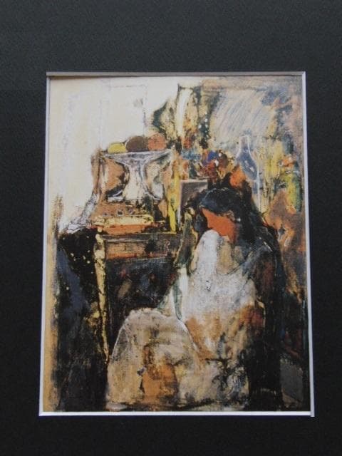 斎藤静輝、【室内の景】、希少な額装用画集より、新品額装付