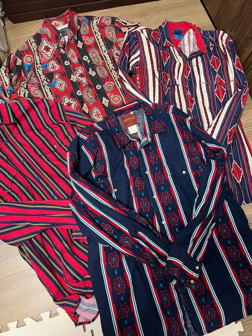 荒*T様 ウエスタンシャツなど4枚まとめ売り　ネイティブ柄　Wrangler ラ