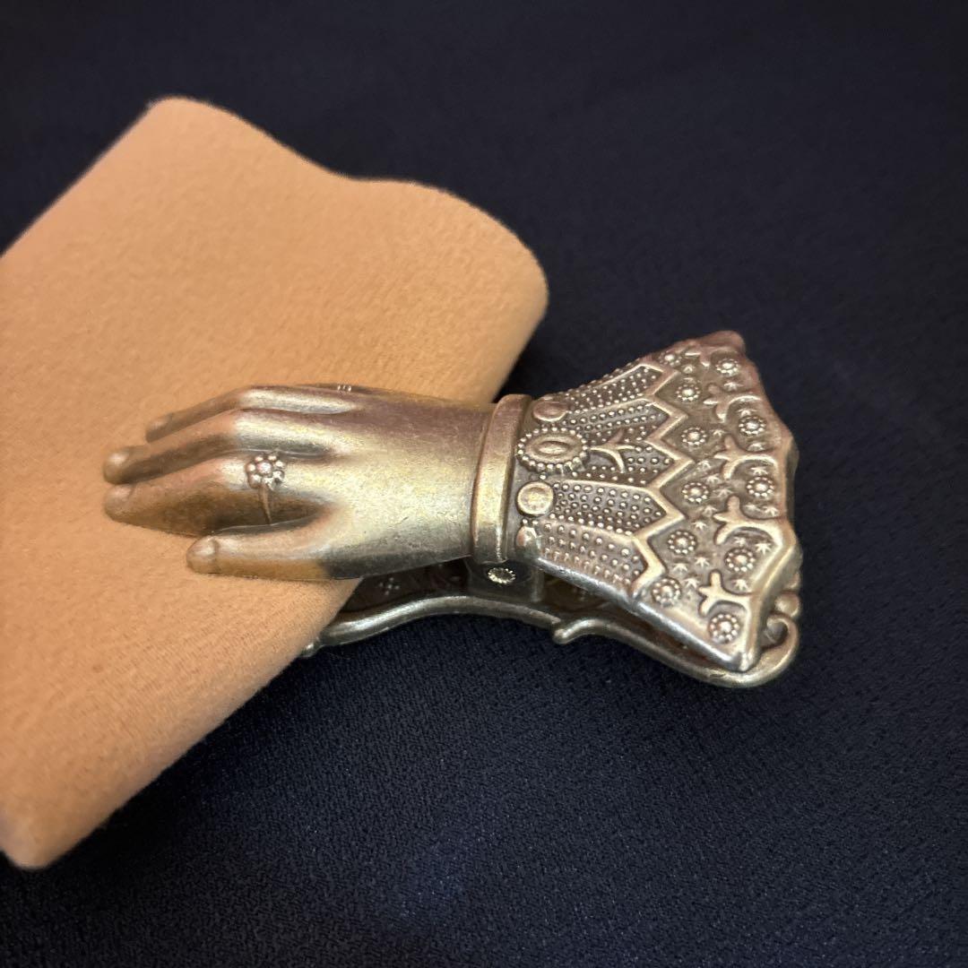 ハンドモチーフ クリップ 合金 アンティーク調 ブロンズカラー