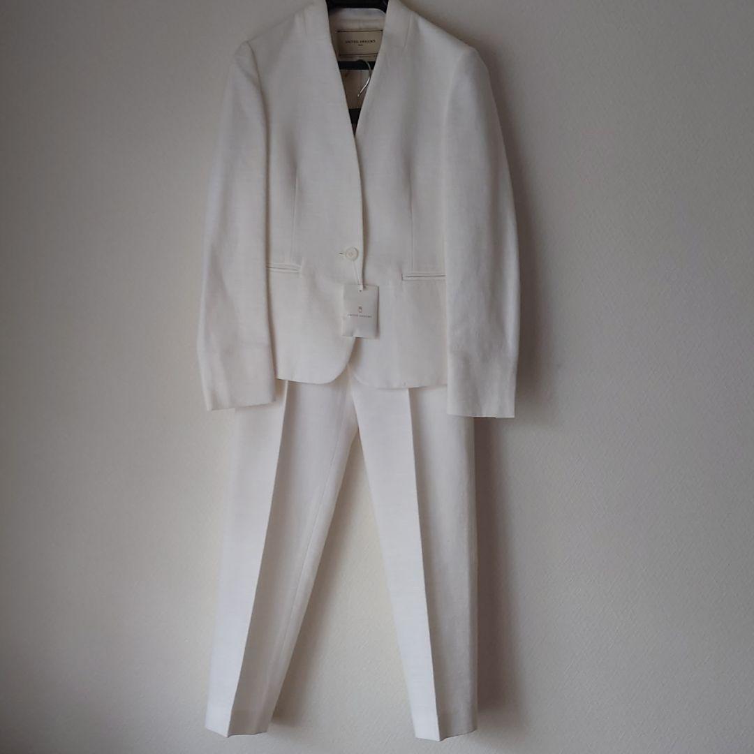 ユナイテッドアローズ　スーツ　白　ジャケット34　パンツ36 アウトレットのジャケット / スーツ / セットアップ（ホワイト）の商品
