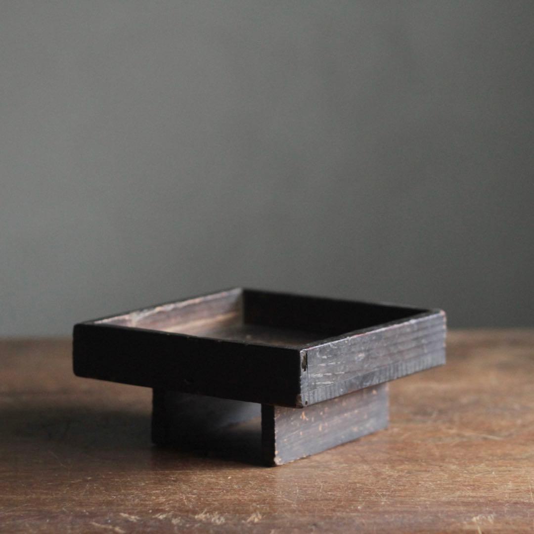 古い 三方 三宝 酒器膳にも 古道具 アンティーク オブジェ 会津盆 御膳 酒器 丸膳 くり貫き膳 古道具 お盆 膳 直径350mmAntique