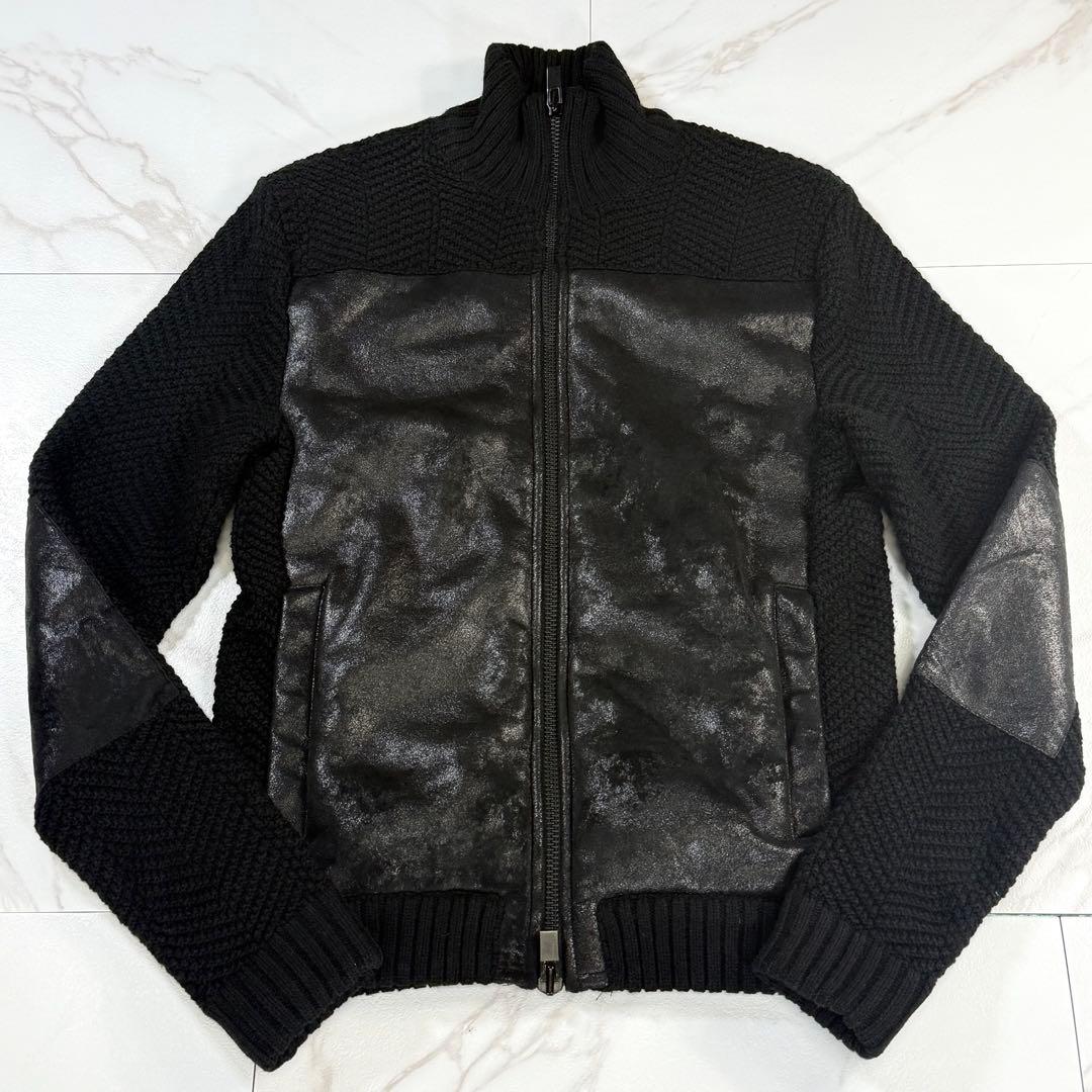 アルマーニエクスチェンジ ムートンジャケット ドライバーズニット