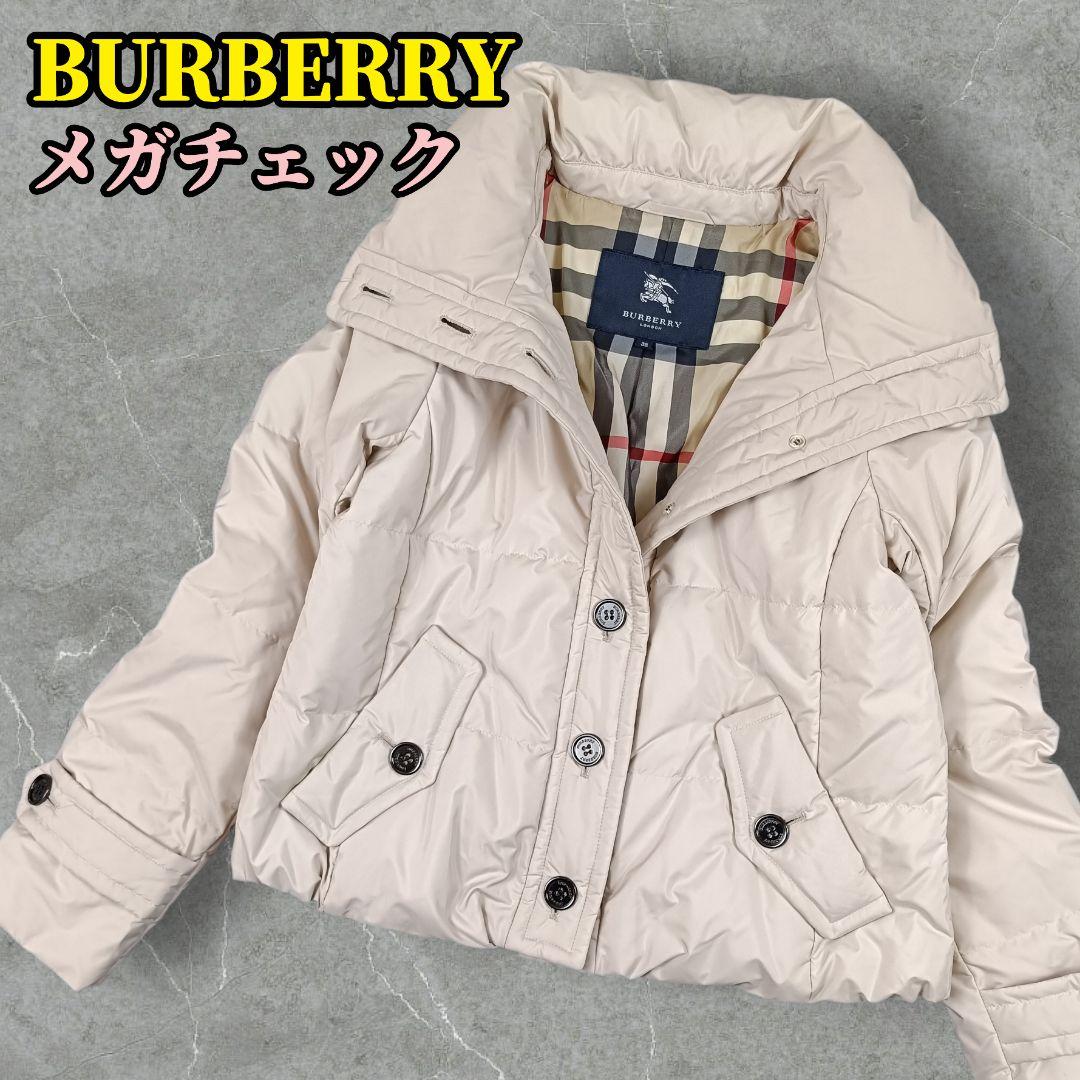 バーバリーロンドン ショート丈 ダウンジャケット メガチェック 刻印ボタン 38