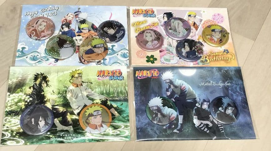 NARUTO メタルバッジ 4セット ナルト サスケ サクラ カカシ グッズ 縁