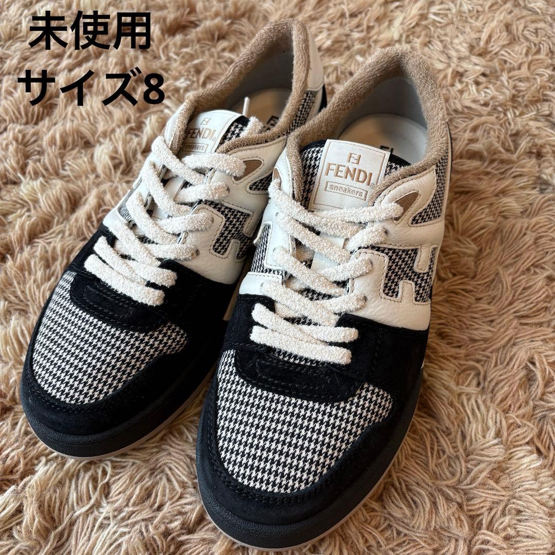 【未使用】FENDI フェンディ レザー スニーカー マッチ メンズ サイズ8
