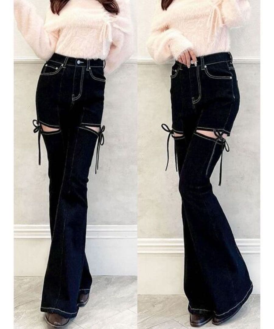 RESEXXY カットアウトリボンデニム　ブラック　タグ付き