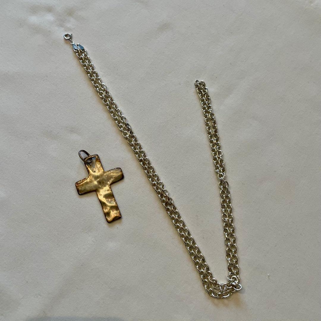 925シルバー ハンマードクロス ネックレス クロス フレア ネックレス ペンダント ペンダントトップ ペンダント