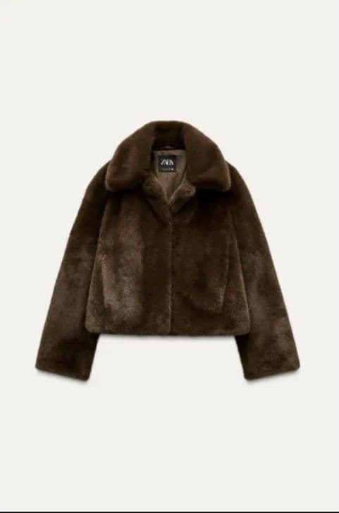 2024 ZARA フェイクファージャケット ダークブラウン - メルカリ
