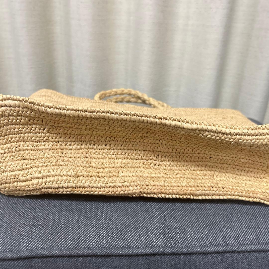 新品タグ付きボンポワン ラフィアバッグ ネイビー 🏌