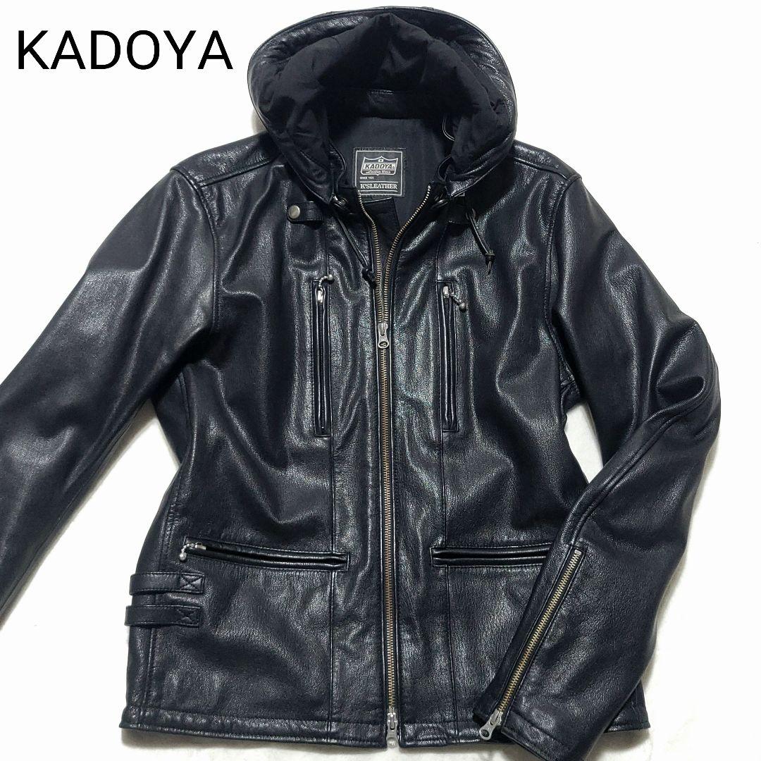 美品 カドヤ　ライダースジャケット EURO CAPP 2WAY レザー フード