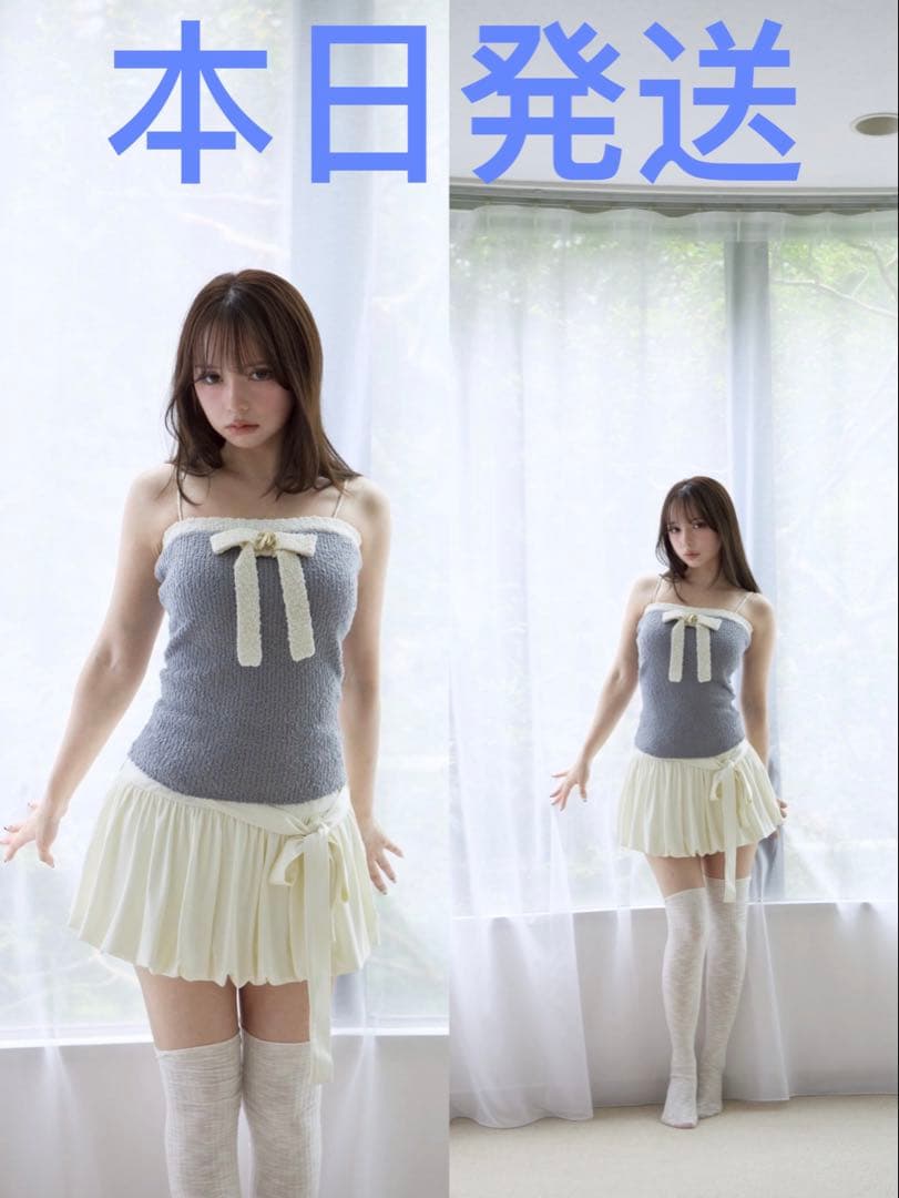 新品　正規品andmary bicolor ribbon tops