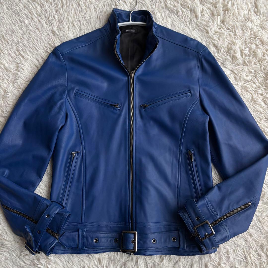 (美品) SCHAFFEN シングル ライダースジャケット ラムレザー ベルト