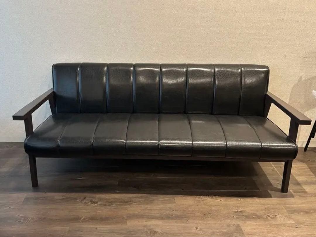 黒 合成皮革 ソファ