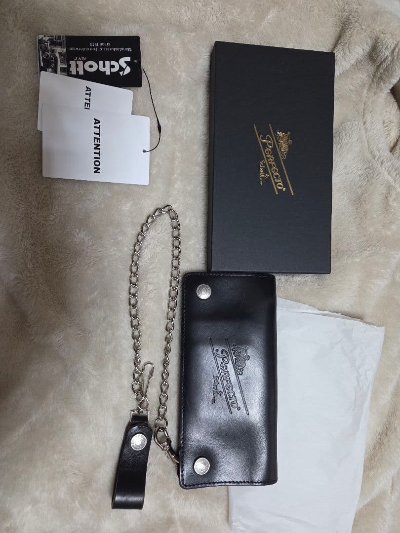 schott ブラック　長財布 チェーン付き