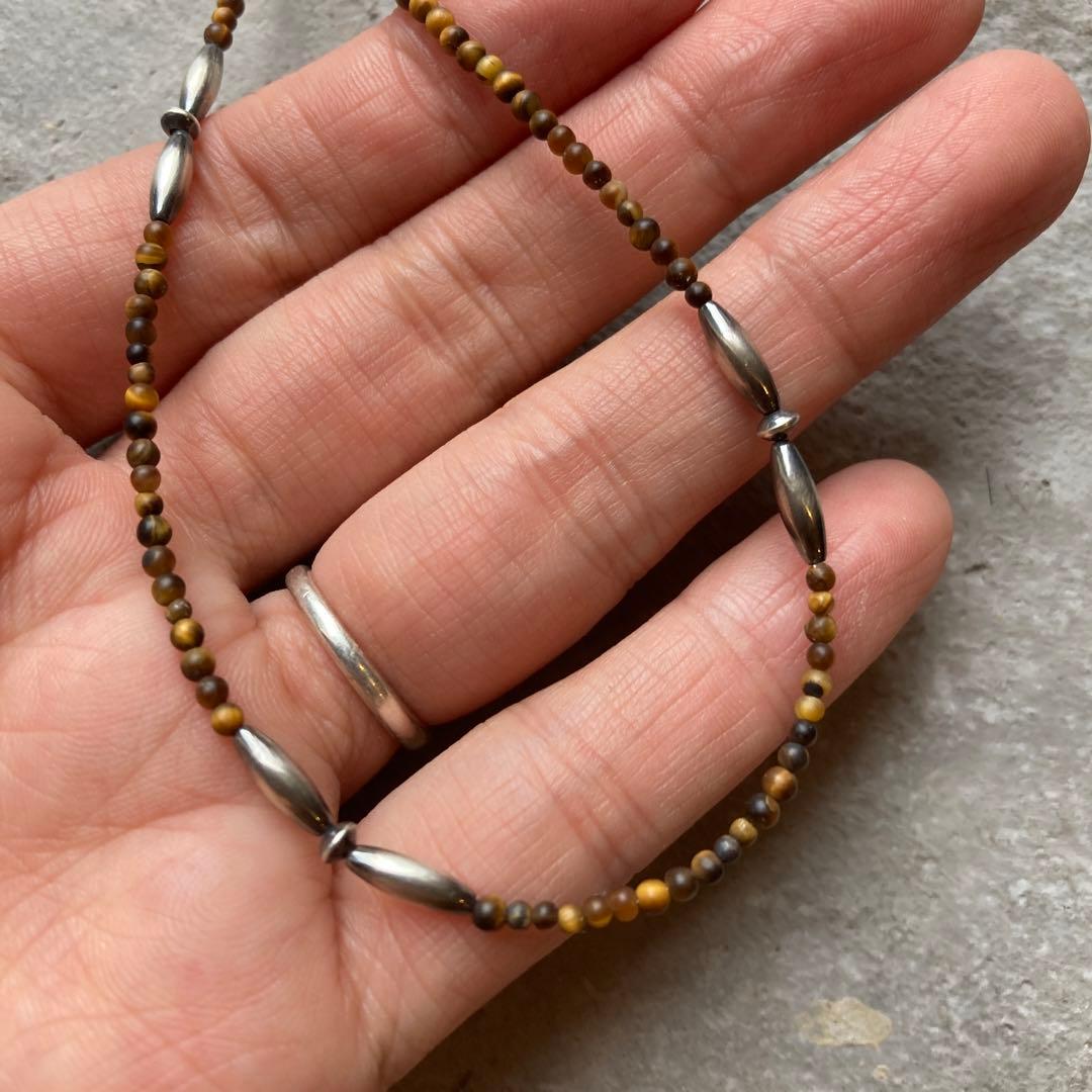 小粒タイガーアイとSV925ナバホパールのオリジナルネックレス - メルカリ