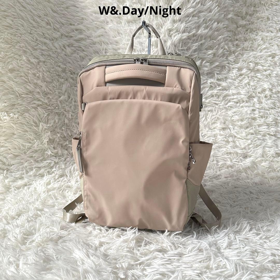 【美品】W&.Day/Night　ポルク　スクエアリュック A4サイズ　ベージュ