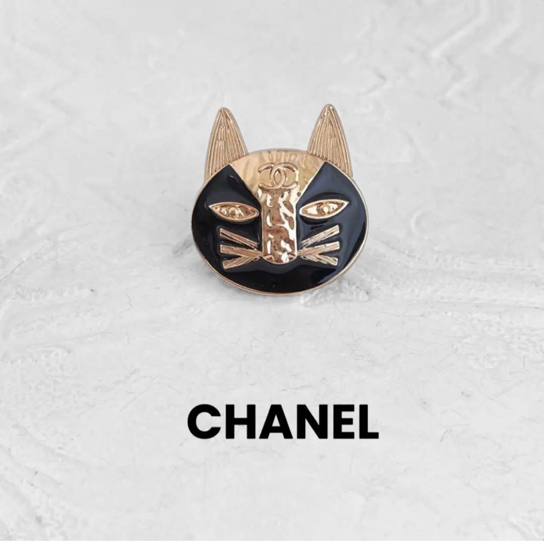 CHANEL】ヴィンテージ ボタン ブローチ ゴールド ブラック ネコ - メルカリ