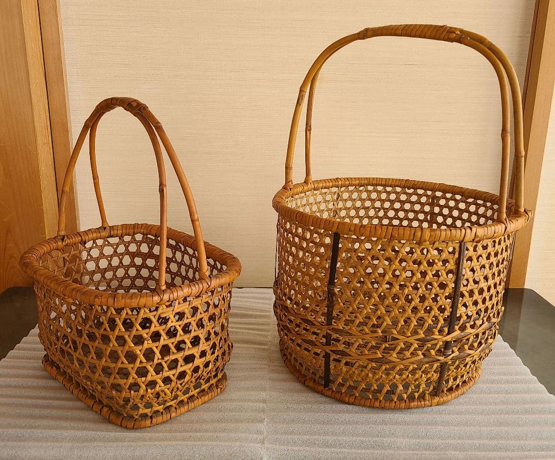 昭和レトロ　収穫かご　買い物かご　2点セット