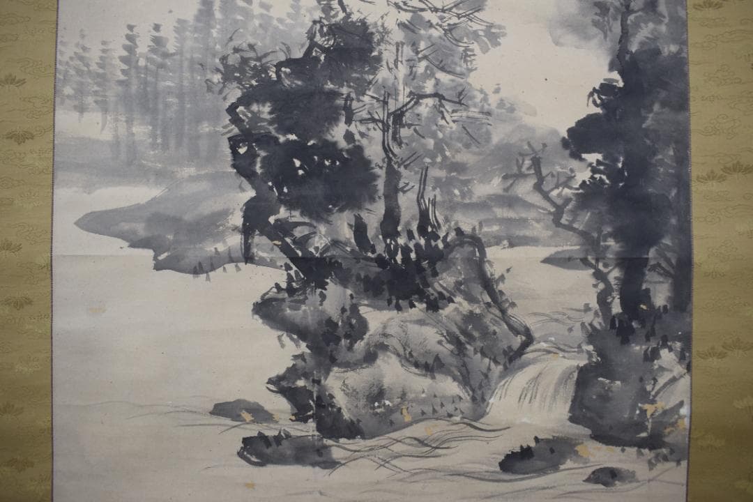 【模写】谷文晁/山水図/水墨山水図/掛軸☆宝船☆Z-423 谷文晁 山水図｜古美術・掛け軸の販売・買取・鑑定-松本松栄堂