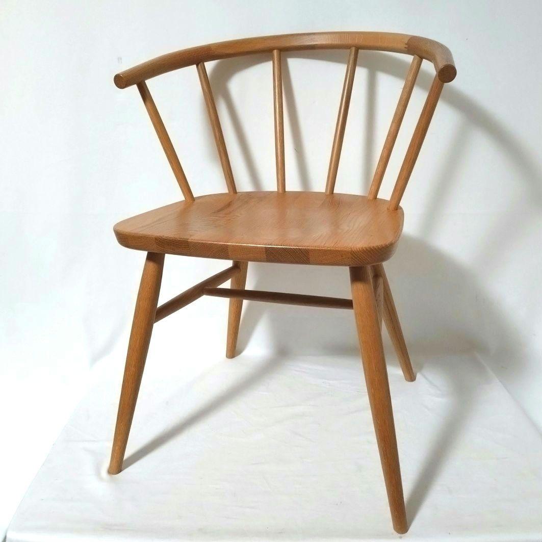 美品　無印良品　アームチェア ②　ダイニングチェア　オーク材　丸脚　送料無料