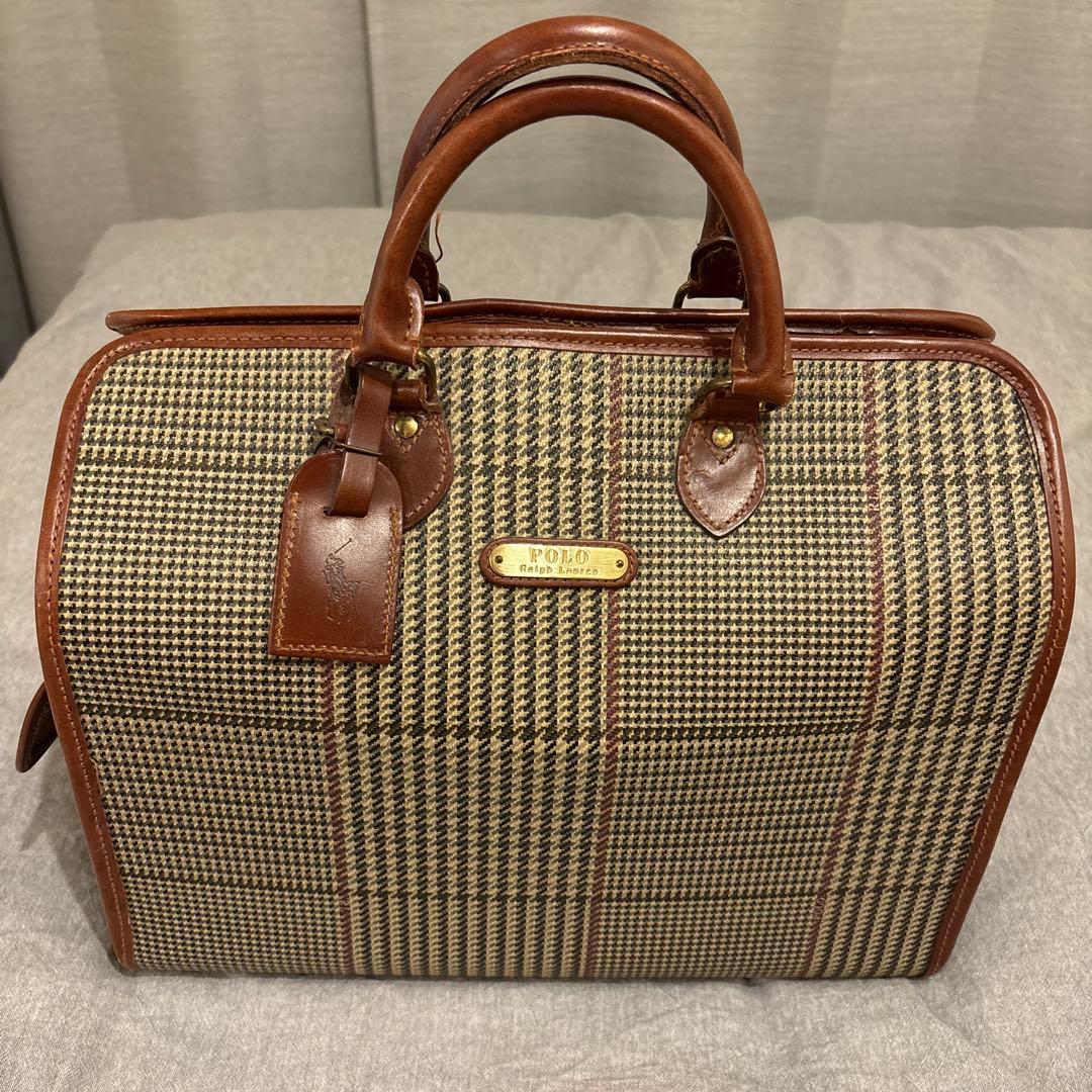 POLO チェック柄 ボストンバッグ