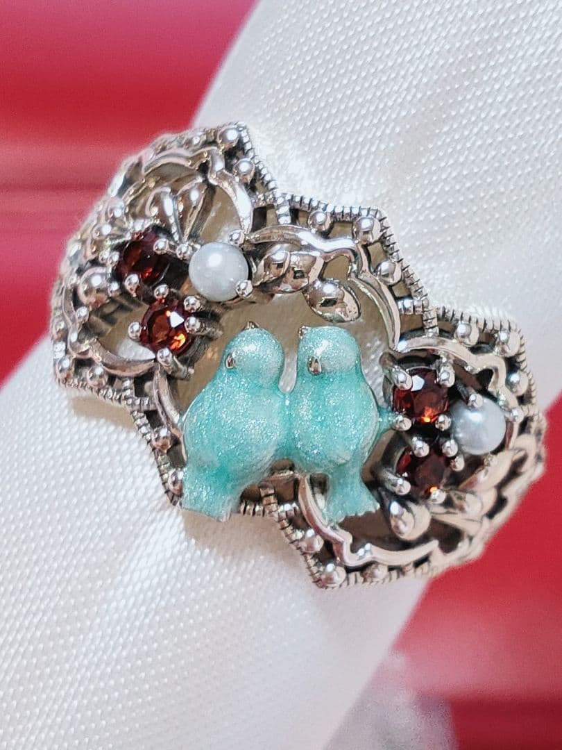 未使用品 碌山 青い鳥 ガーネット ベビー真珠 シルバー リング 未使用品 碌山 青い鳥 ガーネット ベビー真珠 シルバー リング - メルカリ