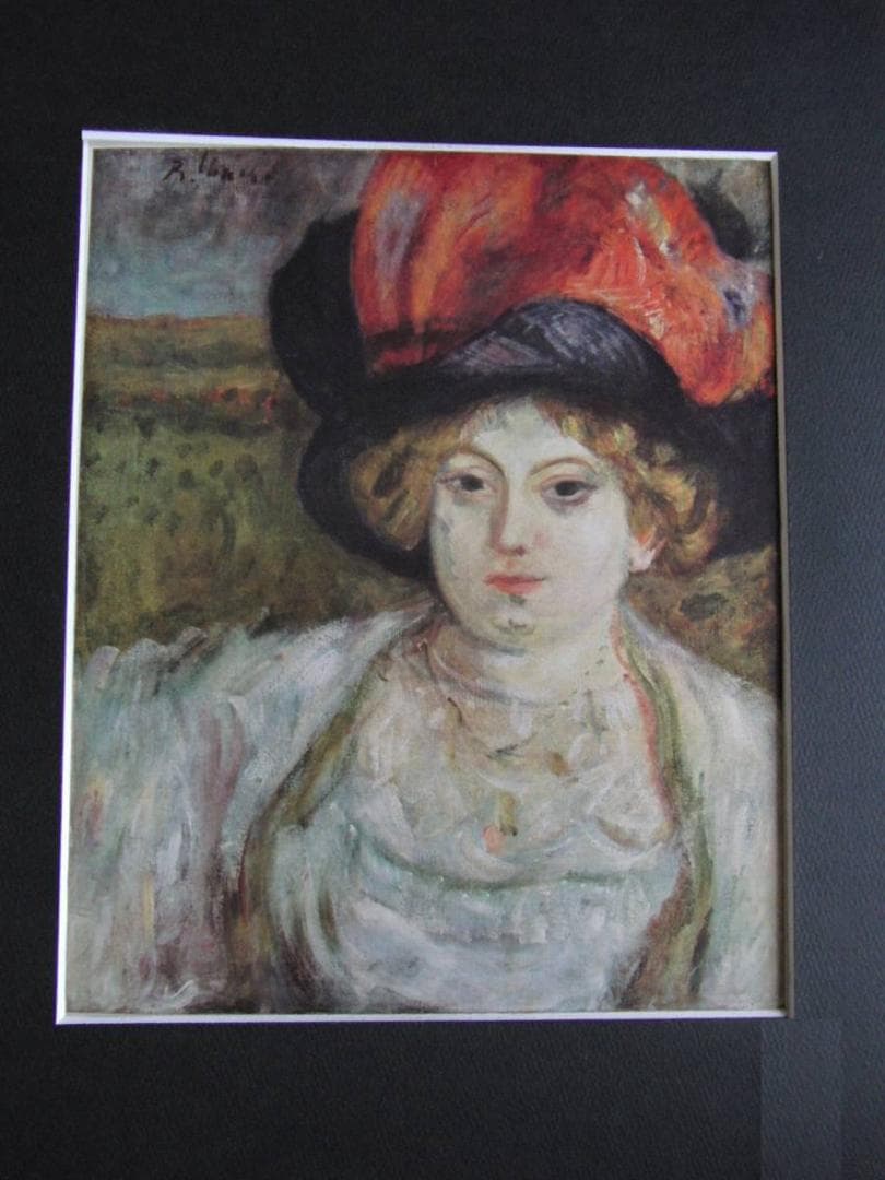 梅原龍三郎、【ボンネットの婦人】、希少な大判額装用画集より、美品