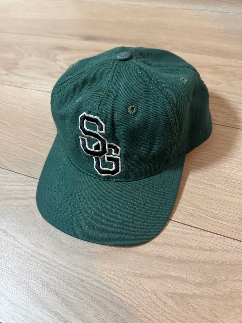 90s USA製 OLD STUSSY SGロゴ 6パネルキャップ グリーン